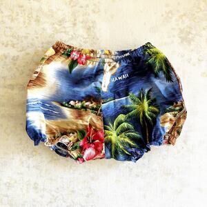 Hawaiian Print Diaper Cover Blue 6 Mos Tropical Luau Beach Summer